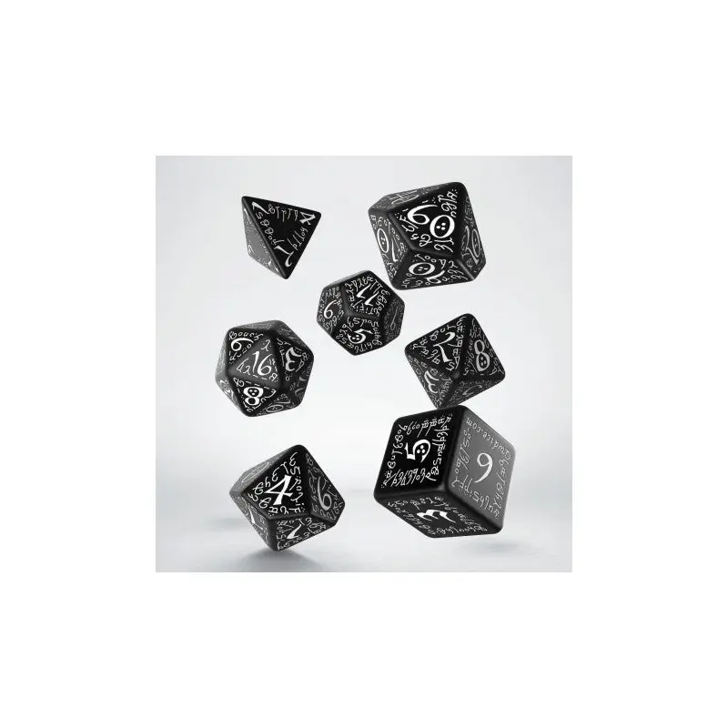 Q-Workshop Elvish Black/White 7ct Polyhedral Set