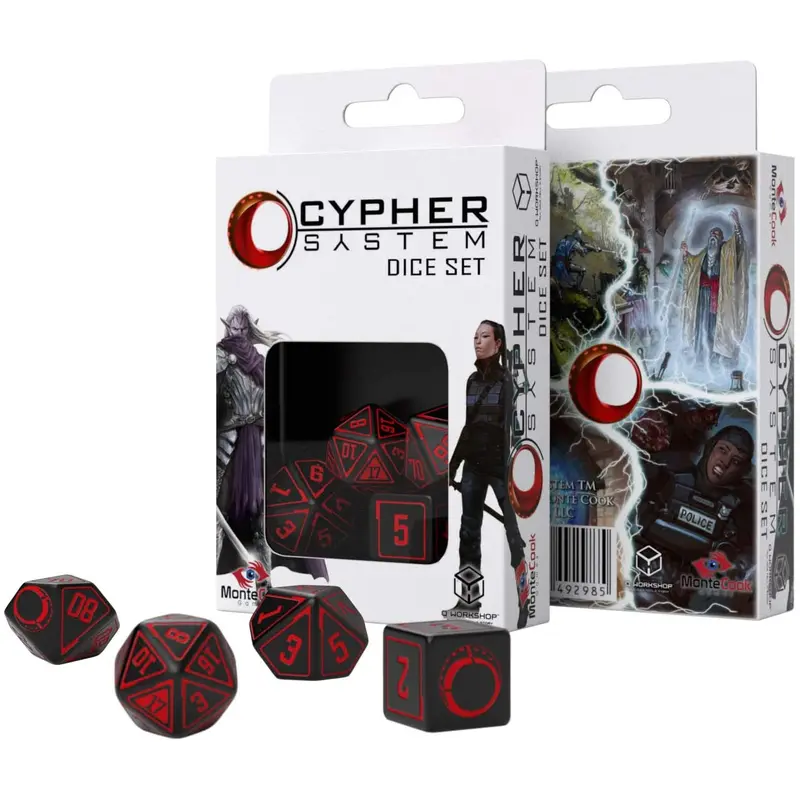 Q-Workshop Cypher System Black/Red 4ct Polyhedral Set