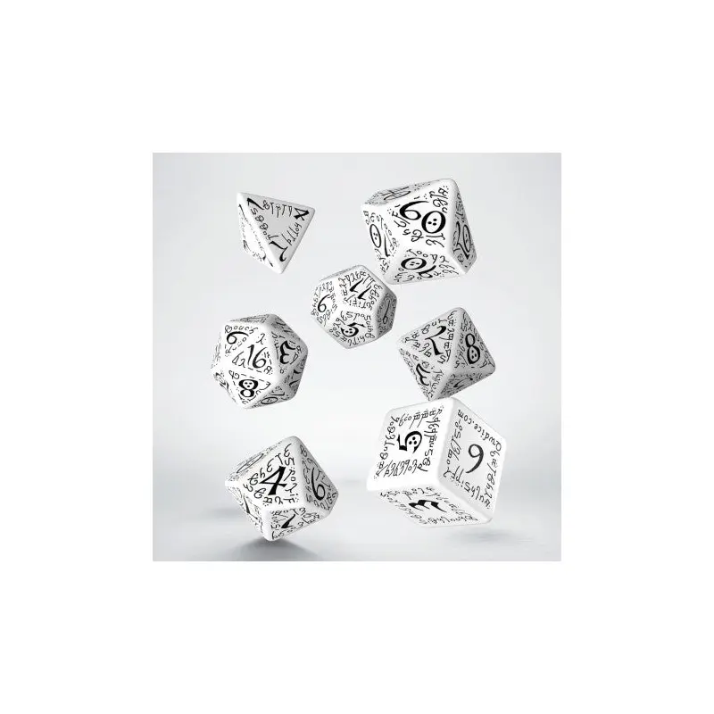 Q-Workshop Elvish White/Black 7ct Polyhedral Set