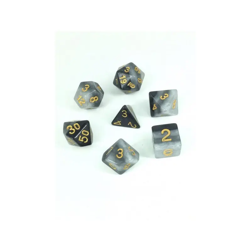HD Dice Layered Grey Gradient 7ct Polyhedral Dice Set