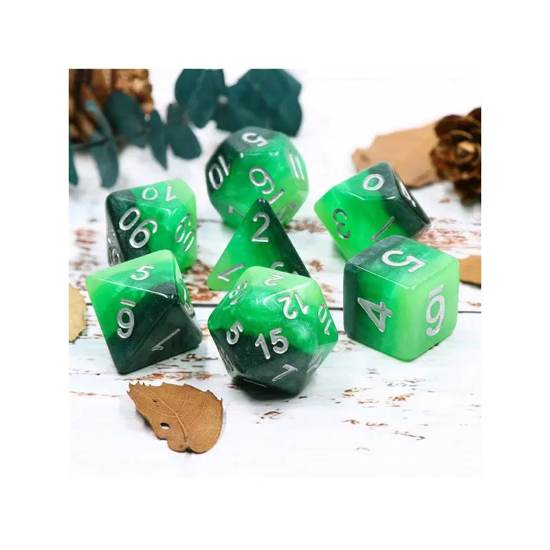 HD Dice Layered Green Gradient 7ct Polyhedral Dice Set