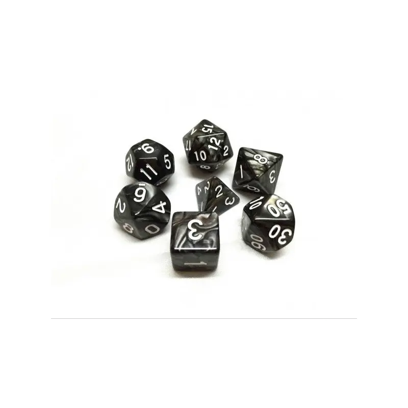 HD Dice Pearl Black 7ct Polyhedral Dice Set