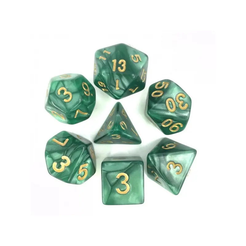 HD Dice Pearl Green with Gold 7ct Polyhedral Dice Set