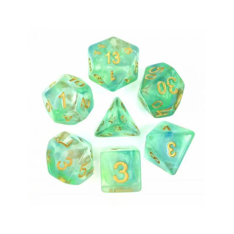 HD Dice Pearl Swirl Green/Blue 7ct Polyhedral Dice Set
