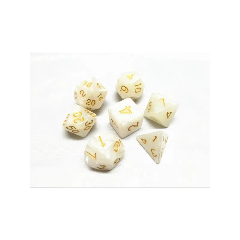 HD Dice Pearl White 7ct Polyhedral Dice Set