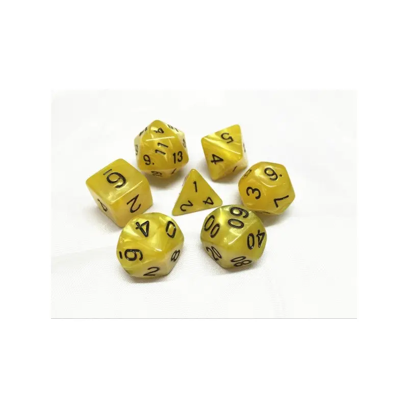 HD Dice Pearl Yellow with Black 7ct Polyhedral Dice Set