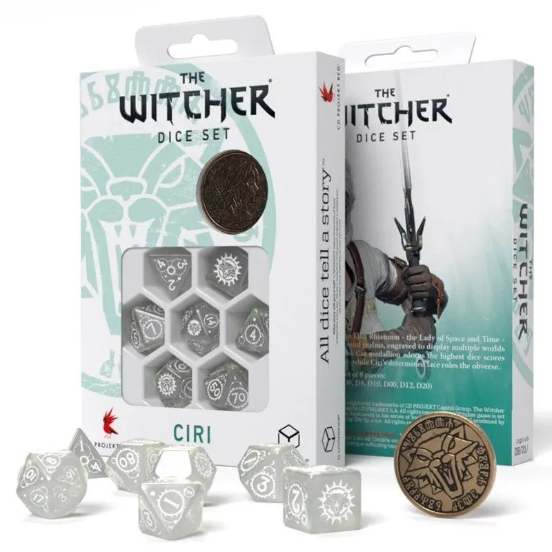 Q-Workshop 7ct Polyhedral Dice Set The Witcher Ciri Lady of Space
