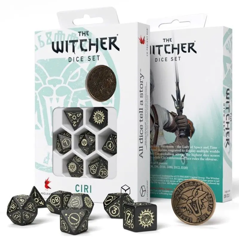 Q-Workshop 7ct Polyhedral Dice Set The Witcher Ciri the Ziraeal