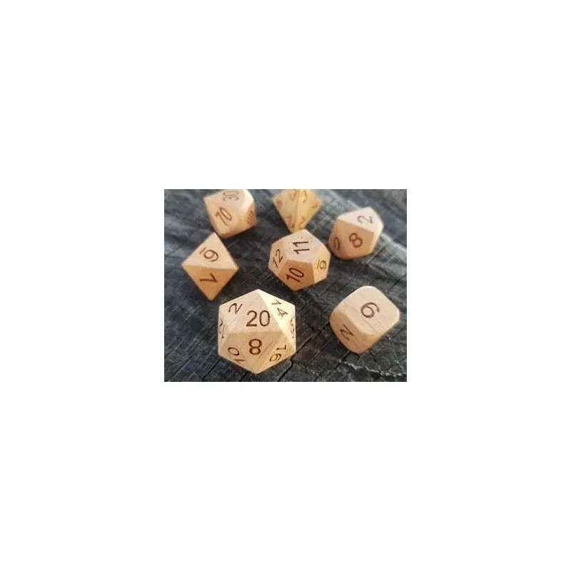 Wooden Beech 7ct Polyhedral Dice Set