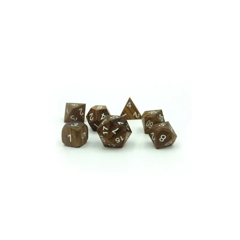Wooden Zebrawood 7ct Polyhedral Dice Set