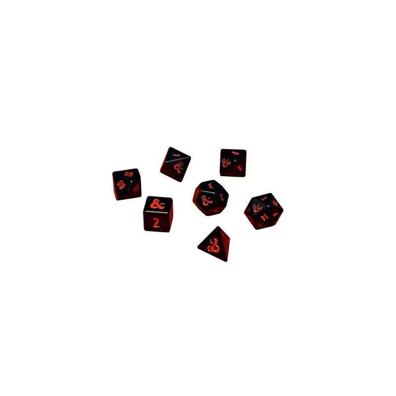 Ultra Pro Heavy Metal Black & Red 7ct Polyhedral RPG Dice Set for Dungeons & Dragons (86854)