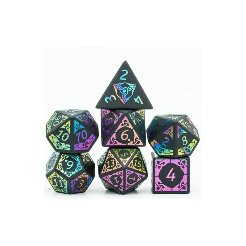 Foam Brain Games 7ct Gemstone Obsidian Rainbow Flourish Dice Set