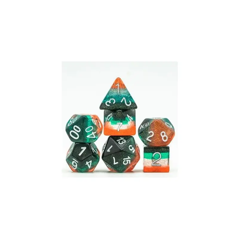 Foam Brain 7ct Polyhedral Dice Set Tangerine Tree