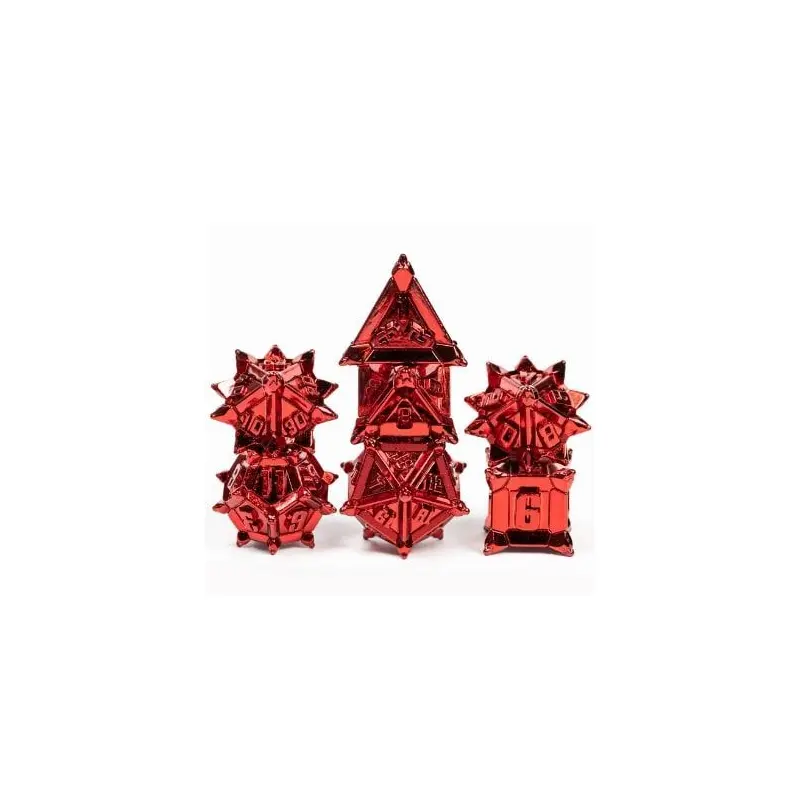 Foam Brain 7ct Metal Polyhedral Dice Set Red Flail