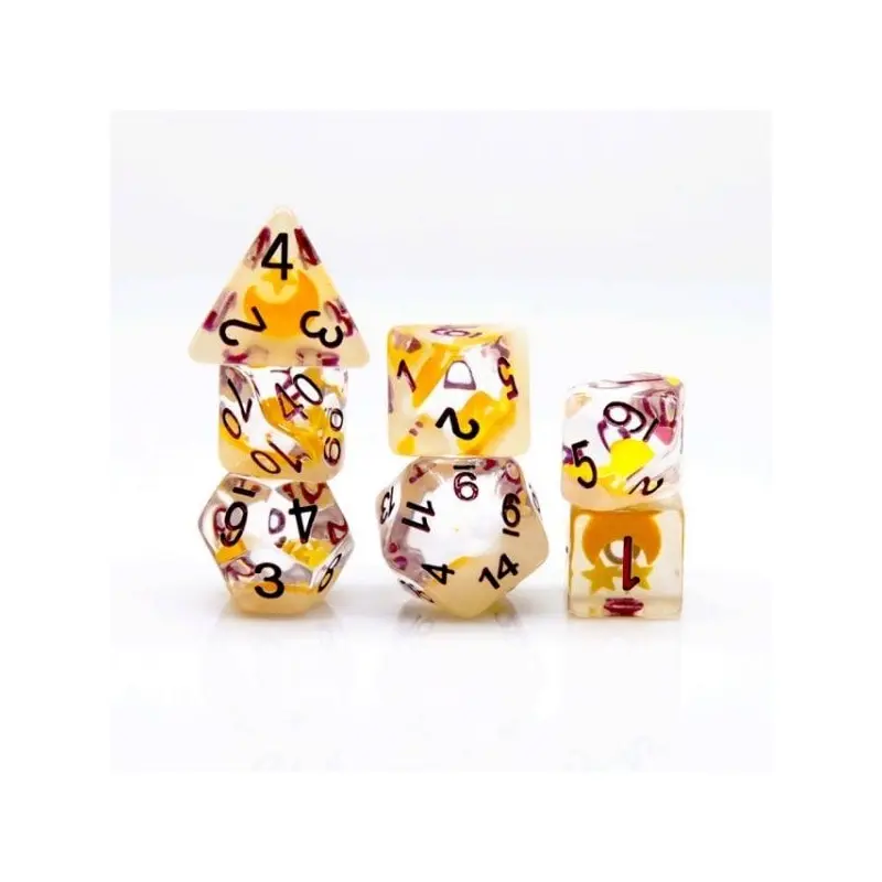 Foam Brain 7ct Polyhedral Dice Set Glow in Dark Moon