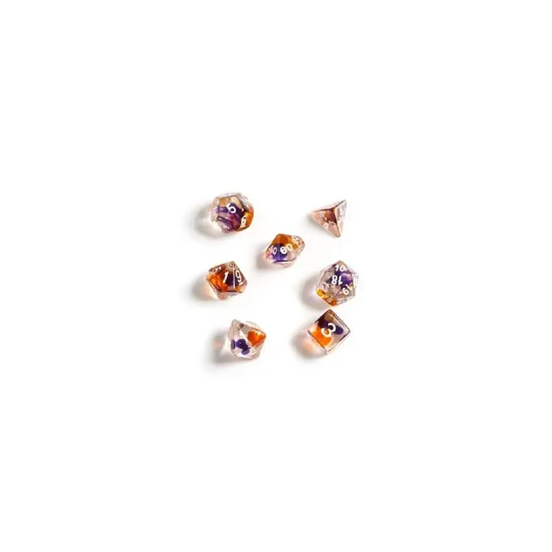 Sirius Dice Purple-Orange-Clear 7ct Polyhedral Set