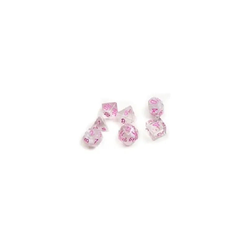 Sirius Dice White Cloud Pink 7ct Polyhedral Set