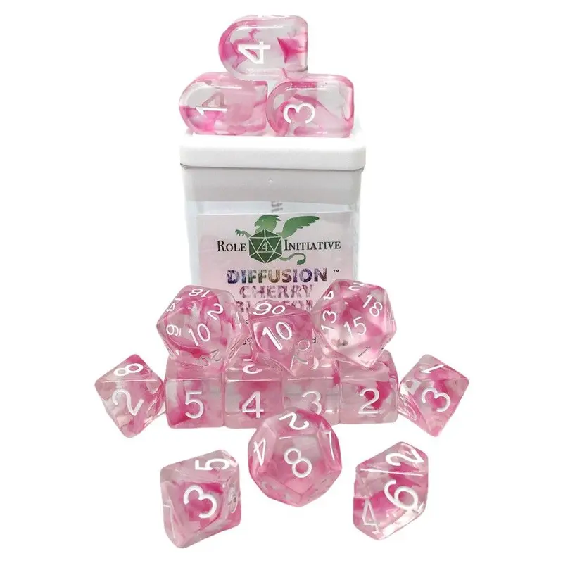 Role4Initiative 15ct Polyhedral Dice Set Diffusion Cherry Blossom