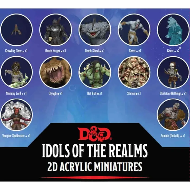 D&D Idols of the Realms 2D Acrylic Miniatures Boneyard Set 1 (94510)