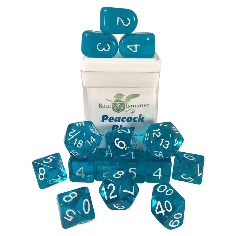 Role 4 Initiative 15ct Peacock Blue Polyhedral Dice Set