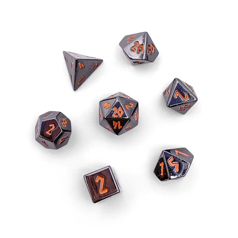 Pebble 10mm Alloy Mini Polyhedral Dice Set - Black Lava