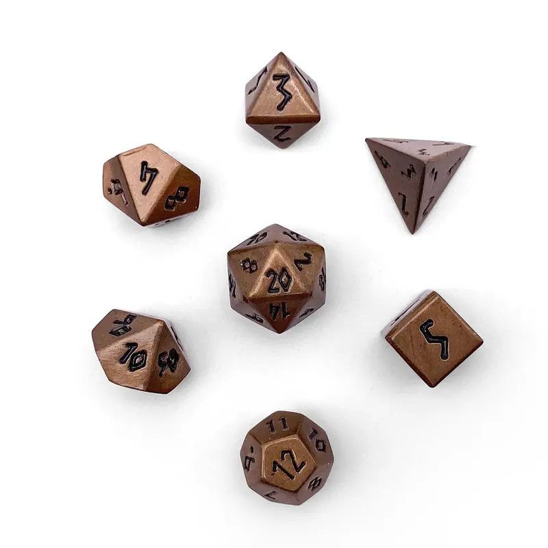Pebble 10mm Alloy Mini Polyhedral Dice Set - Gnomish Copper