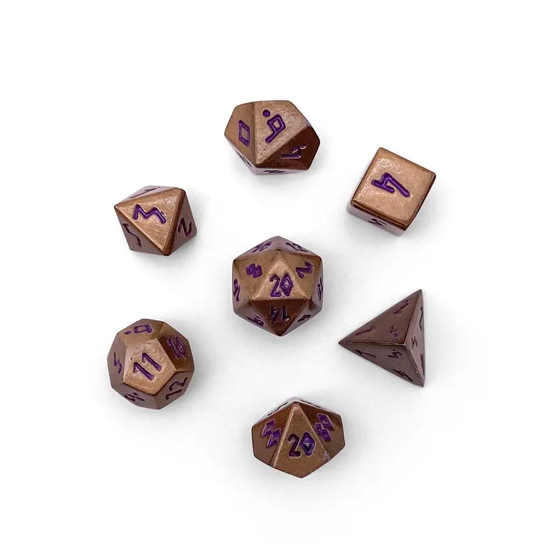 Pebble 10mm Alloy Mini Polyhedral Dice Set - Mystic Copper