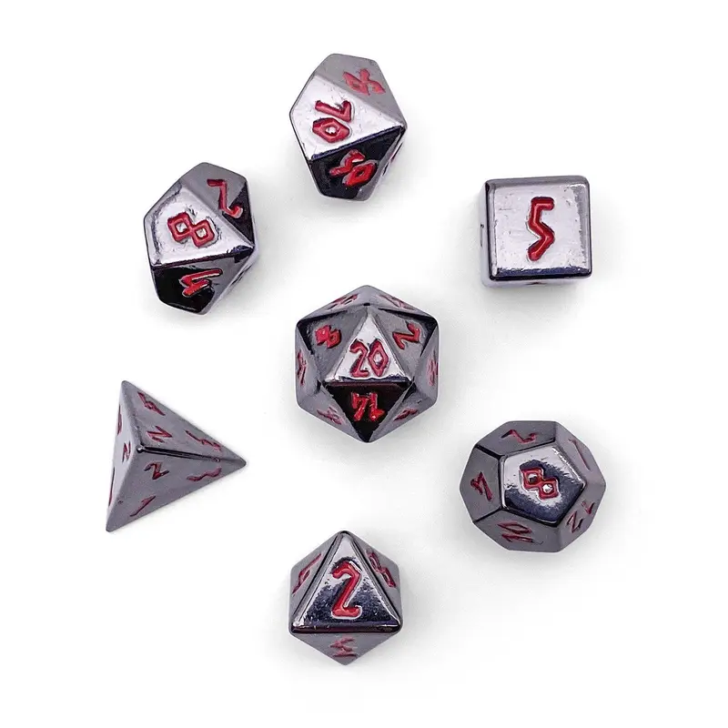 Pebble 10mm Alloy Mini Polyhedral Dice Set - Nightmare Black