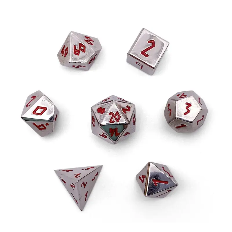 Pebble 10mm Alloy Mini Polyhedral Dice Set - Lycanthrope Silver
