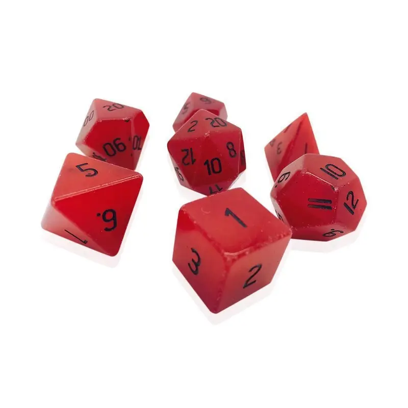 Red Jade Semi-Precious Gemstone 7ct Polyhedral Dice Set