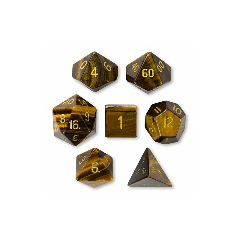 Tigers Eye Semi-Precious Gemstone 7ct Polyhedral Dice Set