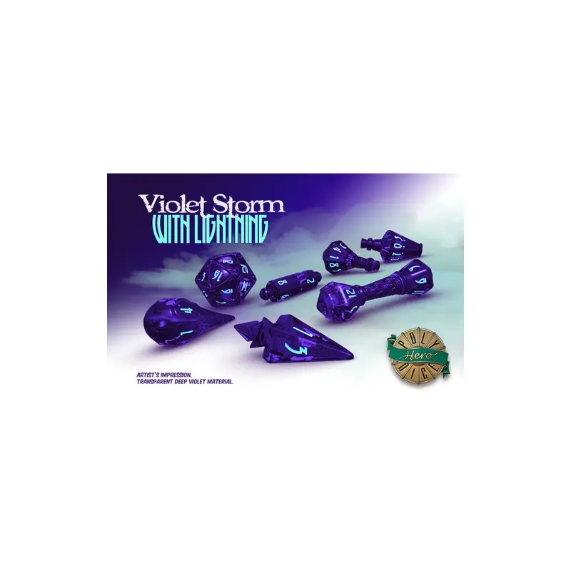 PolyHero Wizard Violet Storm 7ct Dice Set