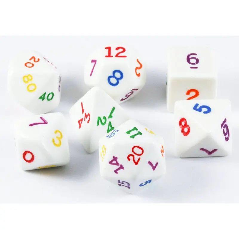 Koplow White with Rainbow Ink 7ct Polyhedral Set