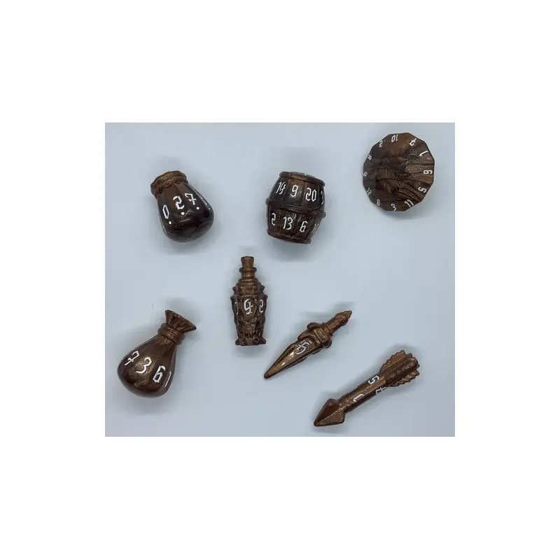 PolyHero Rogue Top Brass 7ct Dice Set