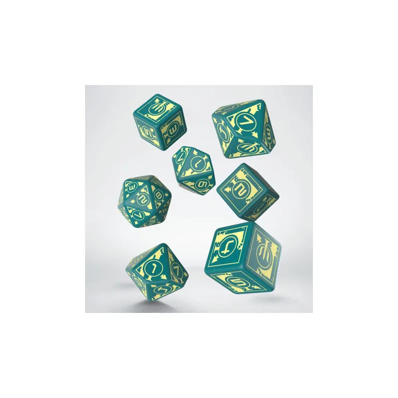 Q-Workshop Polaris RPG Turquoise/Light Yellow 7ct 3D6 + 3D10 + 1D20