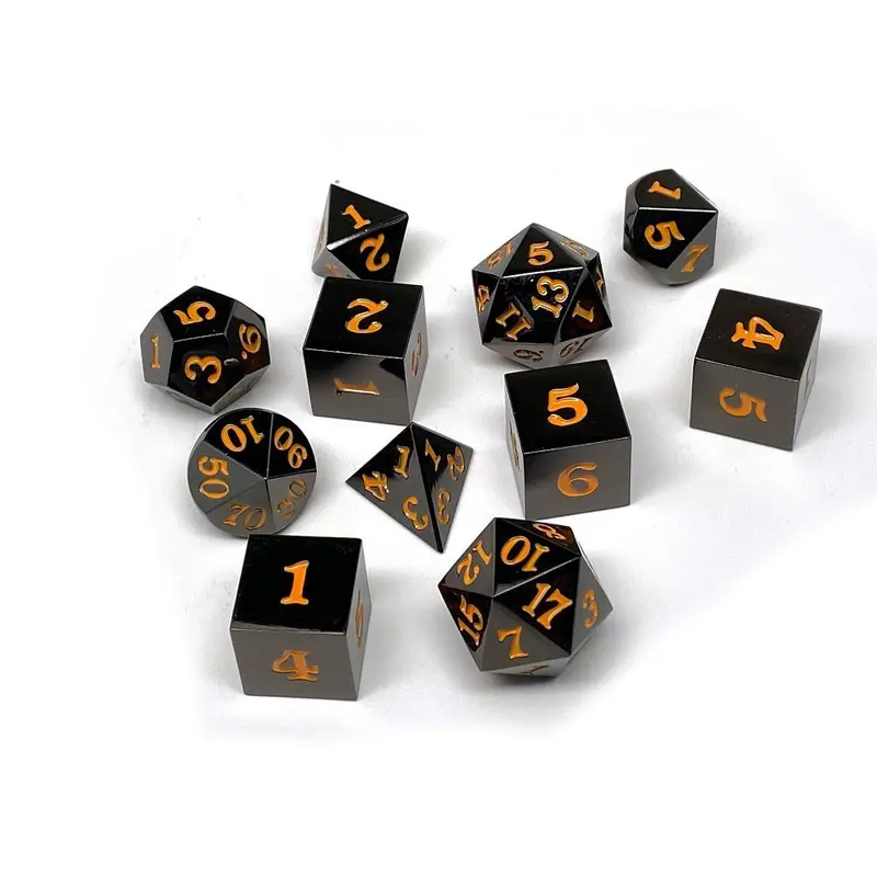 Easy Roller Metal Gunmetal Orange Signature Font 11ct Polyhedral Set
