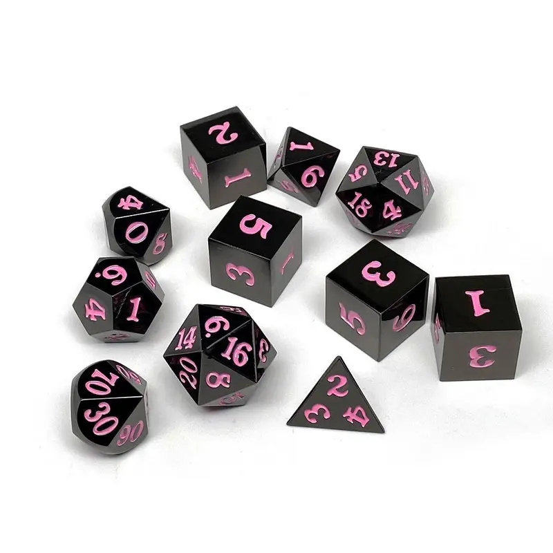 Easy Roller Metal Gunmetal Pink Signature Font 11ct Polyhedral Set