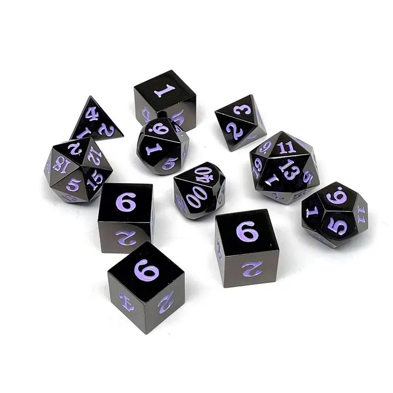 Easy Roller Metal Gunmetal Purple Signature Font 11ct Polyhedral Set