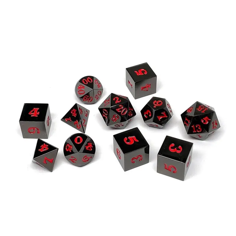 Easy Roller Metal Gunmetal Red Signature Font 11ct Polyhedral Set