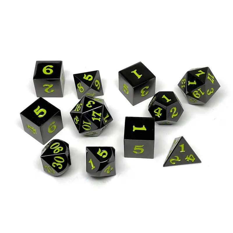 Easy Roller Metal Gunmetal Lime Signature Font 11ct Polyhedral Set