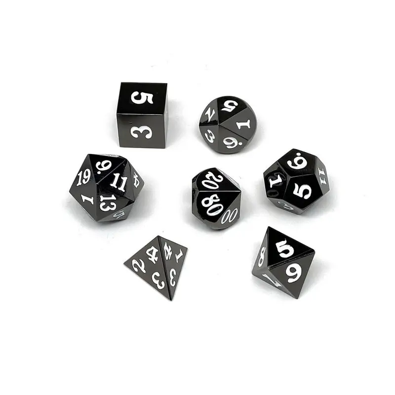Easy Roller Metal Gunmetal White Signature Font 7ct Polyhedral Set