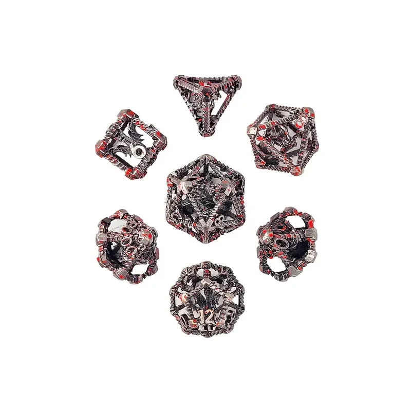 Dragon's Immure Silver Blood Hollow Metal RPG Dice Set
