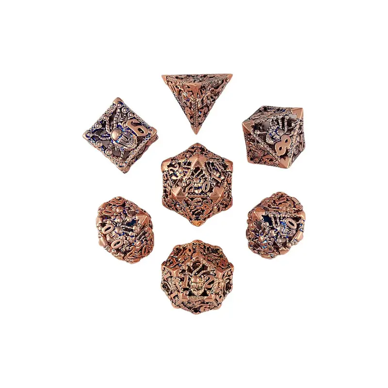 Orox Sees Copper Blue Hollow Metal RPG Dice Set