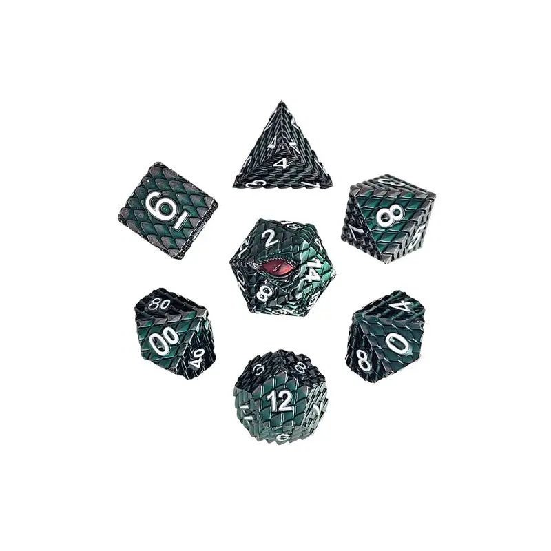 Dragon's Gaze Green Metal RPG Dice Set