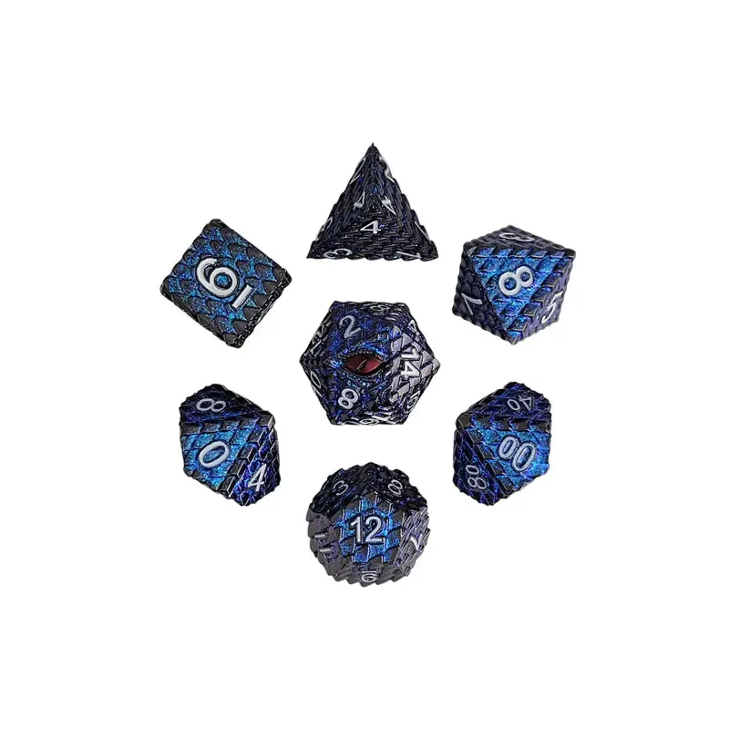 Dragon's Gaze Shimmering Blue Metal RPG Dice Set