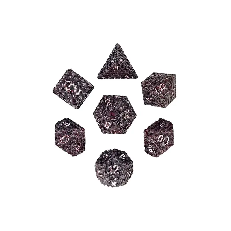 Dragon's Gaze Silver Blood Metal RPG Dice Set
