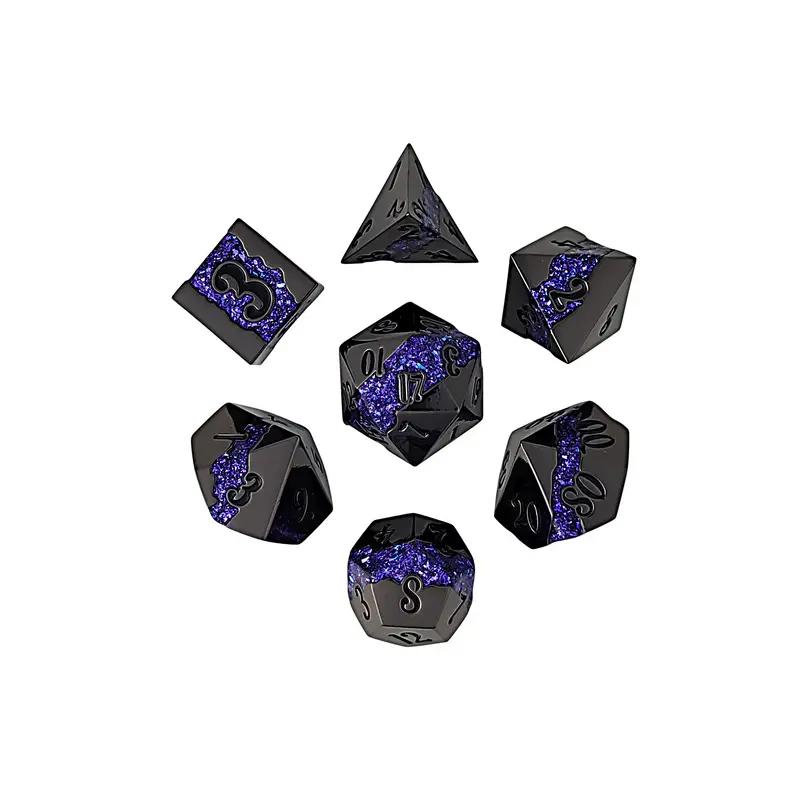 Galactic Flow Gunmetal Violet 7-Piece Metal Dice Set