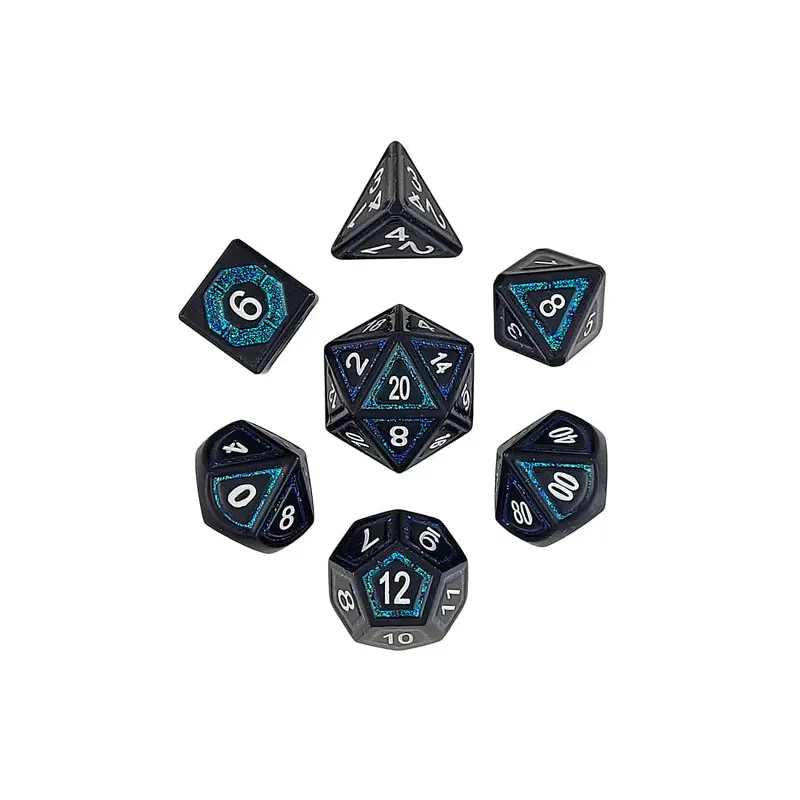 Underdark Glimmer Teal 7-Piece Metal Dice Set